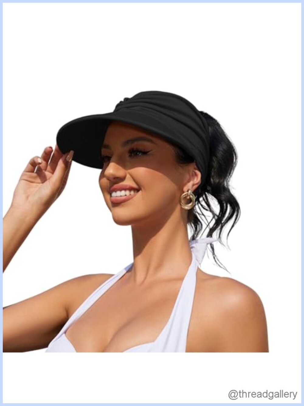 Women's UPF 50+ Wide Brim Sun Visor Hat Foldable Beach Golf